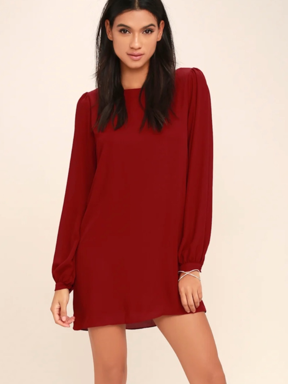 Status Update Wine Red Shift Dress Size M